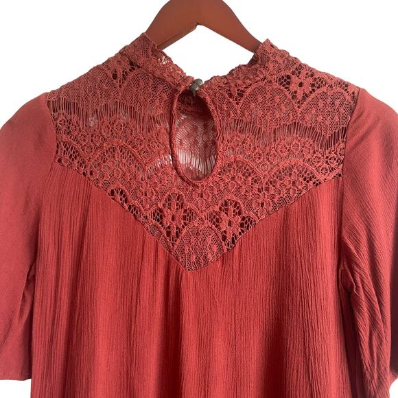 Y2K Stoosh Dress Women S High Neck Crochet Bodice Boho Cottagecore Fairy Retro - Picture 4 of 11